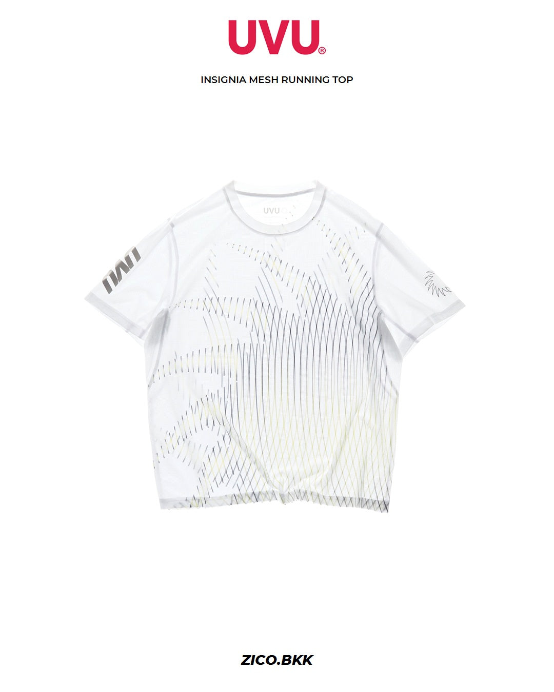 UVU Insignia Mesh Running Top SS26 White — ZICO hero, compact header and product dominant
