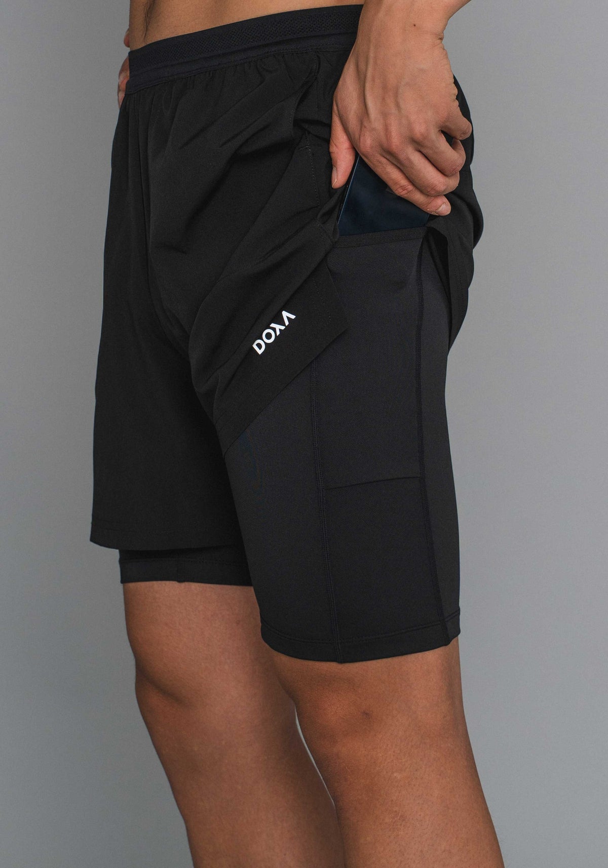 DOXA Mens RErun 2-in-1 Shorts 5 - Black - detail 4