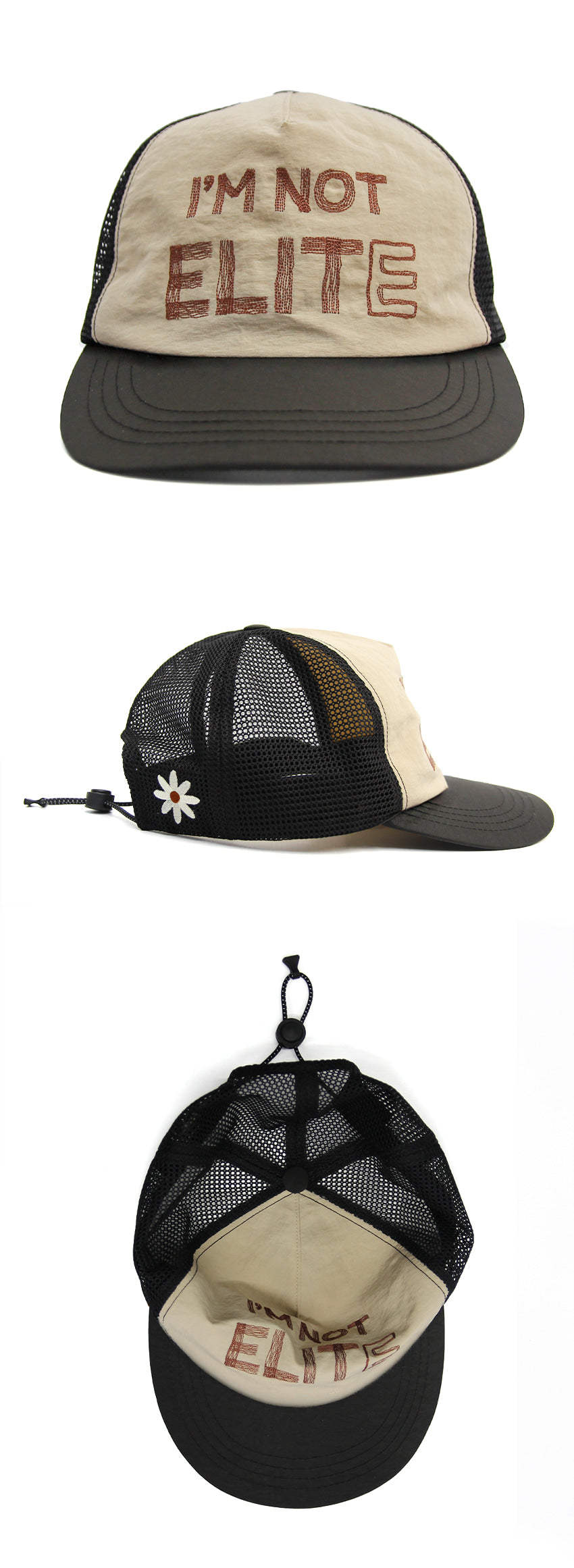 IAMNOTELITE Ripoff Running Cap [I'M NOT ELITE] - Beige / Black - detail 1