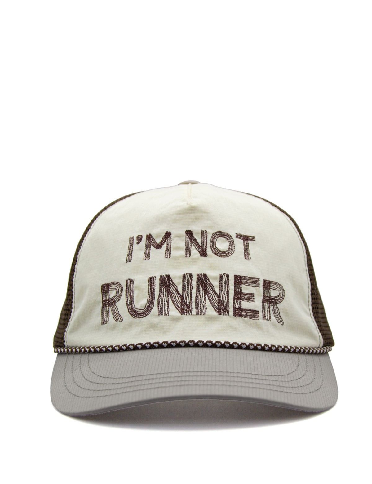 IAMNOTELITE Ripoff Running Cap [I'M NOT RUNNER] - Ivory / Brown - front