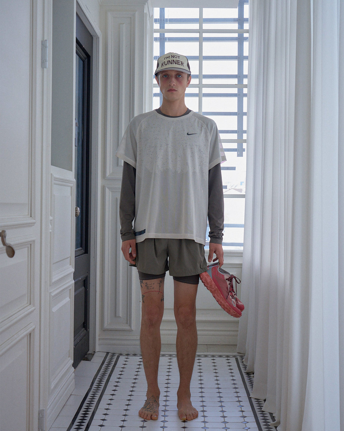 IAMNOTELITE Ripoff Running Cap [I'M NOT RUNNER] - Ivory / Brown - detail 3