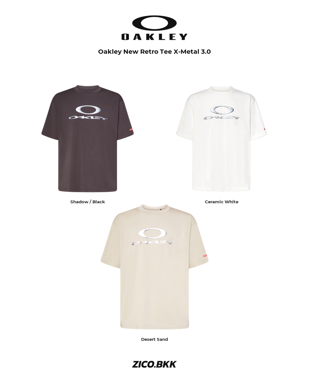 Oakley New Retro Tee X-Metal 3.0 all color options product-first image with ZICO.BKK footer