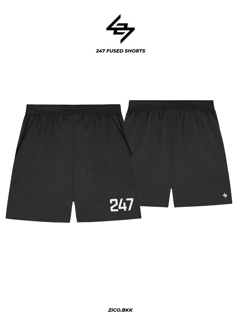Represent 247 Fused Shorts in Black - detail 1 | ZICO.BKK