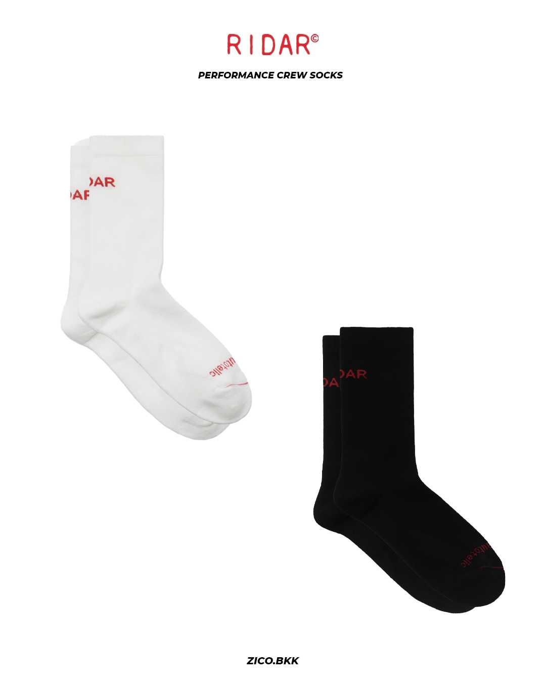 RIDAR Performance Crew Socks - 2Pack