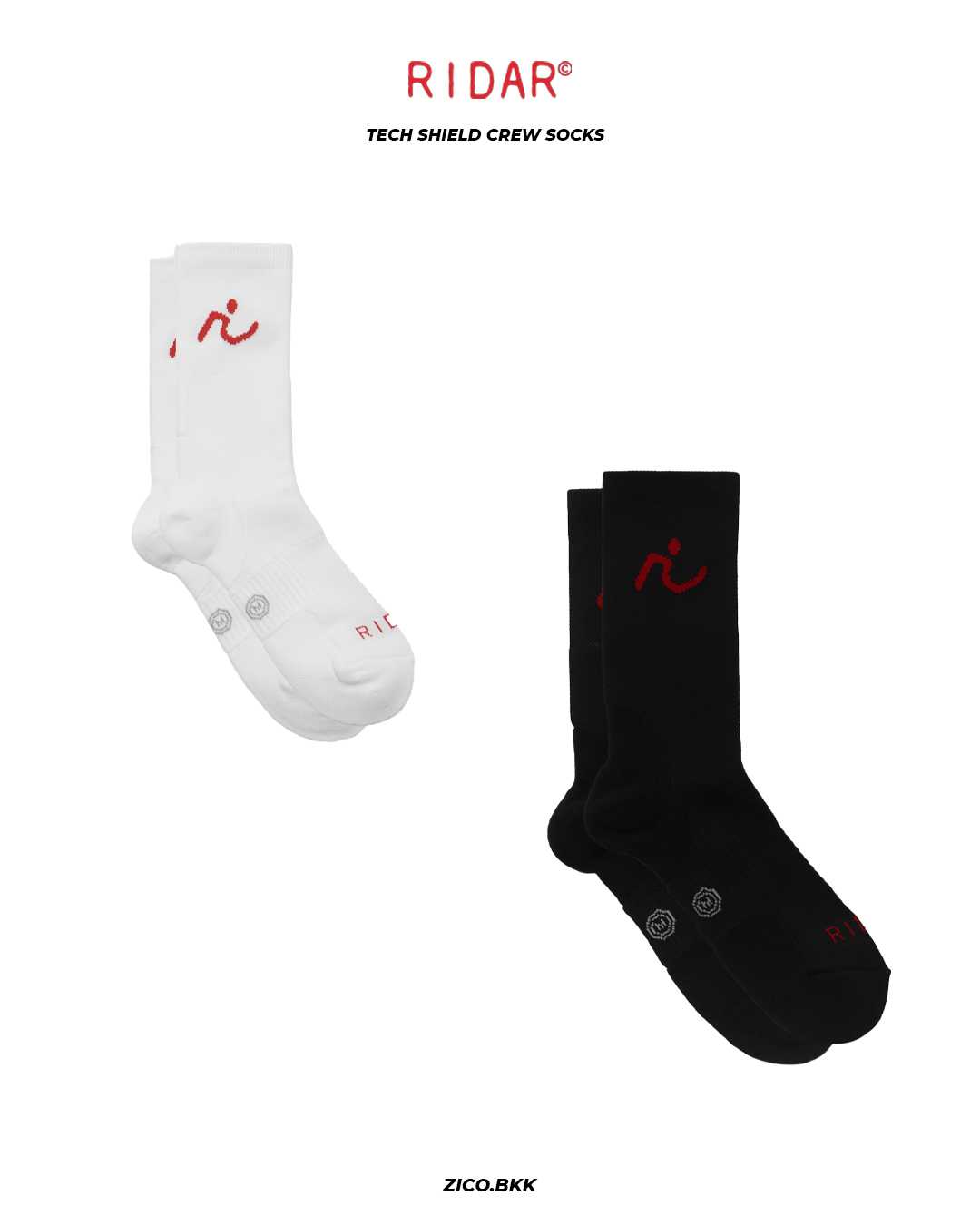 RIDAR Tech Shield Crew Socks - 2Pack