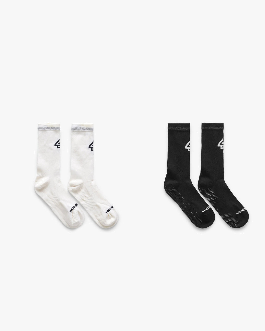 Represent 247 Reflex Run Socks Flat White and Jet Black on one neutral background