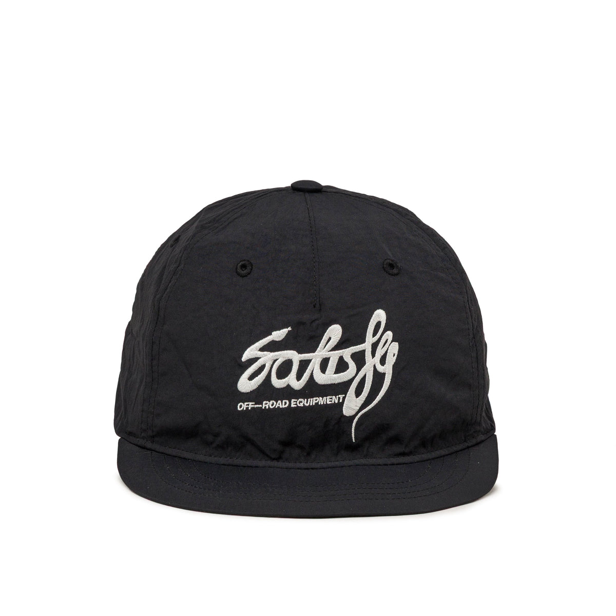 Satisfy FliteSilk 5-Panel Pinch Off Road Cap in Black, front view