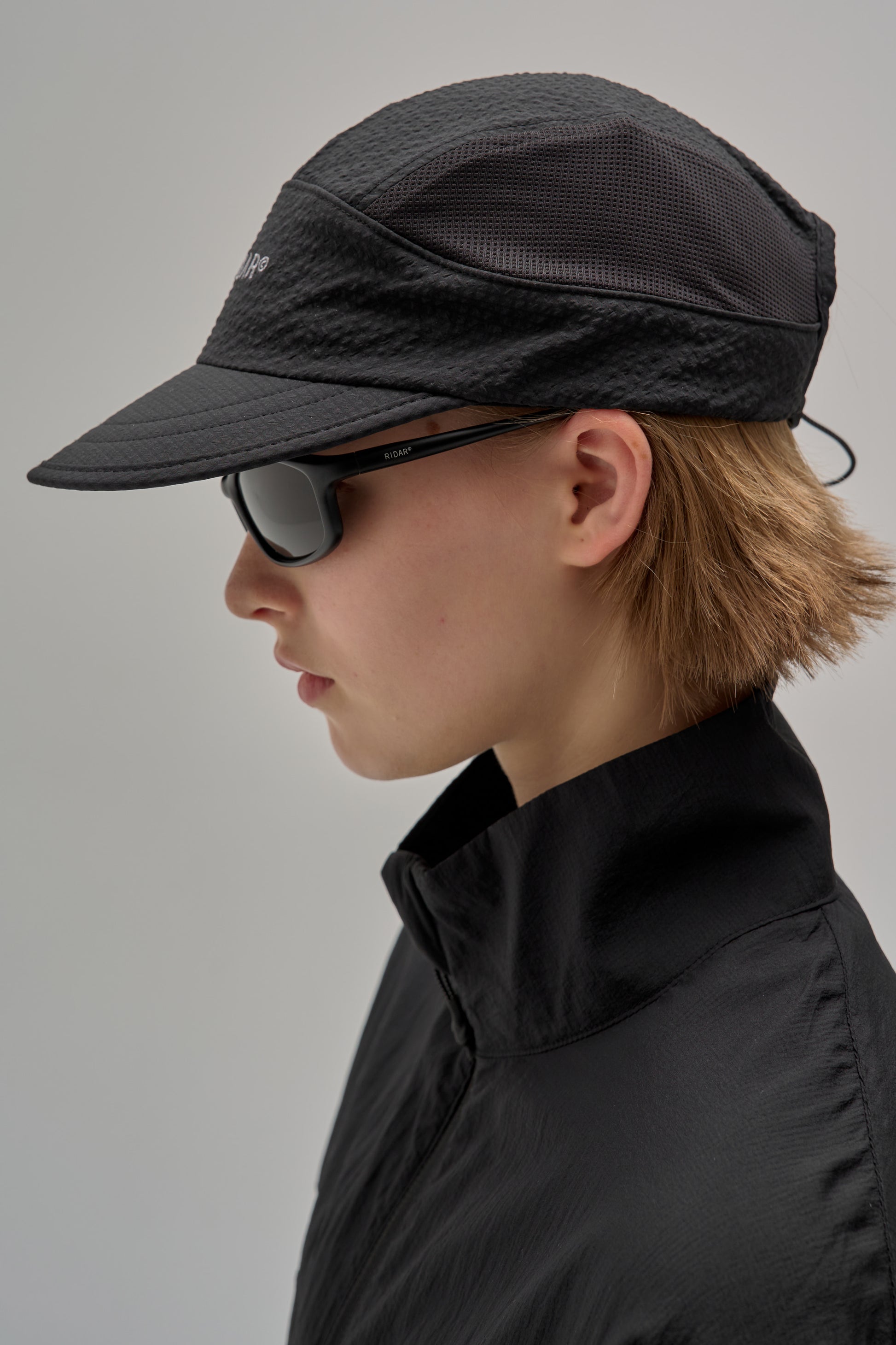 RIDAR Seersucker Cap RA153 Black front view