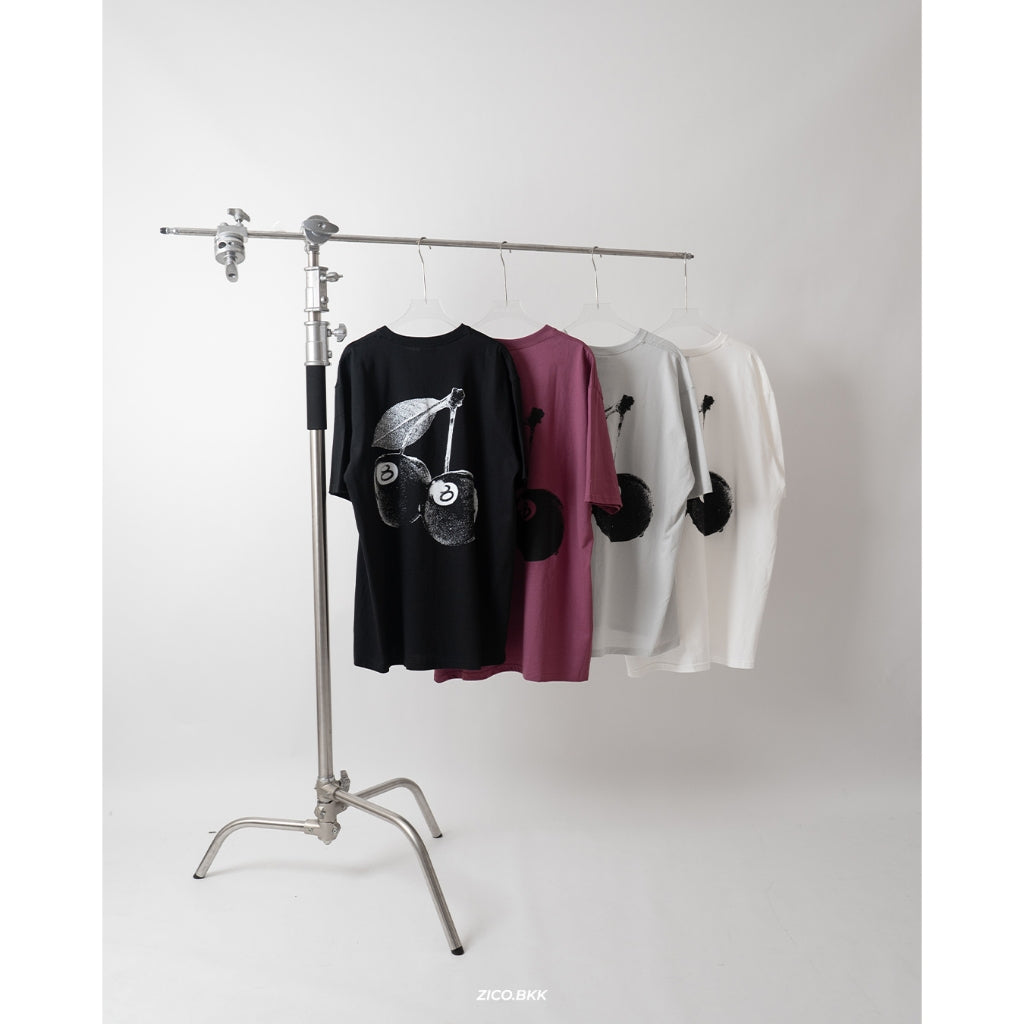 Stussy Cherries Tee Fog/Black/White/Berry