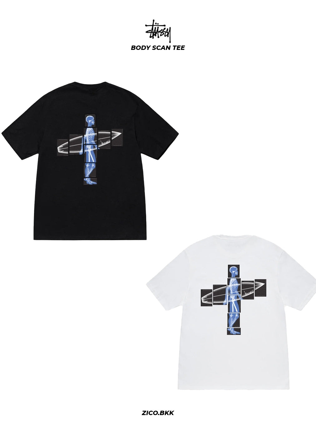 Stussy Body Scan Tee (Black/White) — ภาพสินค้า 1