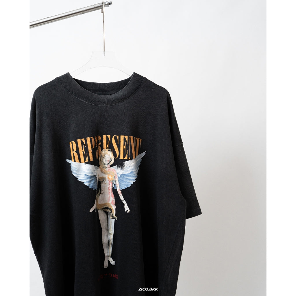 Represent Reborn T-Shirt (Aged Black/Flat White) - Represent T-Shirt | ZICO.BKK