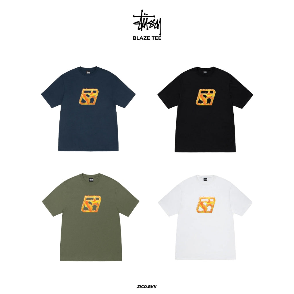 Stussy Blaze Tee (Black/White/Navy/Olive) - Stussy T-Shirt | ZICO.BKK