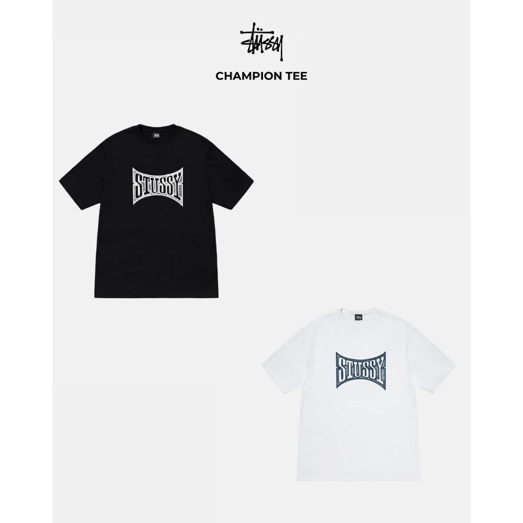 Stussy Champion Tee (Black/White) — ภาพสินค้า 1