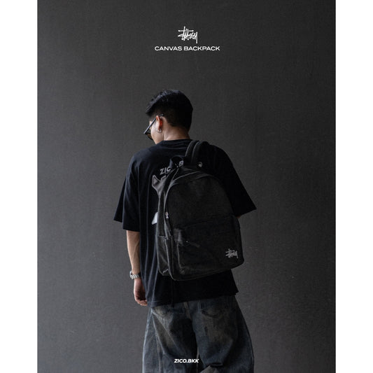 Stussy Canvas Backpack (Washed Black)