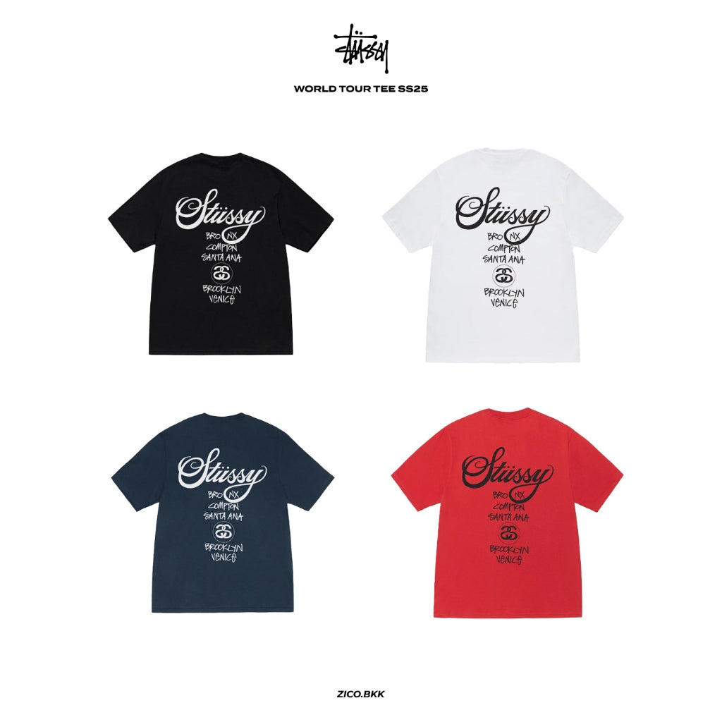 Stussy World Tour Tee (SS25) (Black/ White/ Cayenne/ Navy)