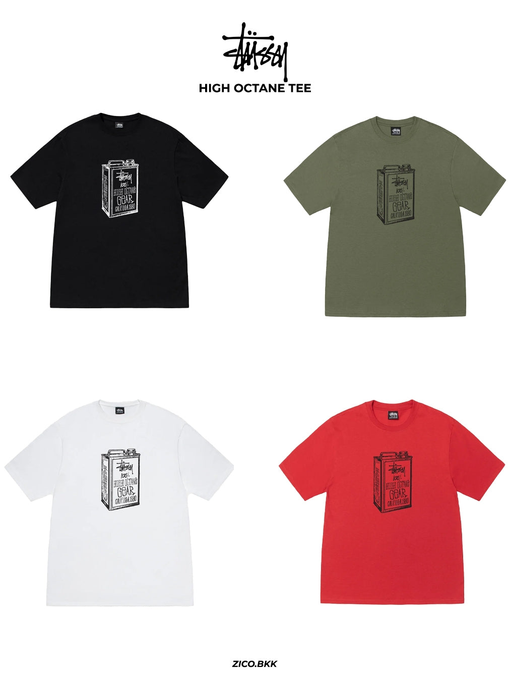 Stussy High Octane Tee (Black/ White/ Olive/ Cayenne) — ภาพสินค้า 1