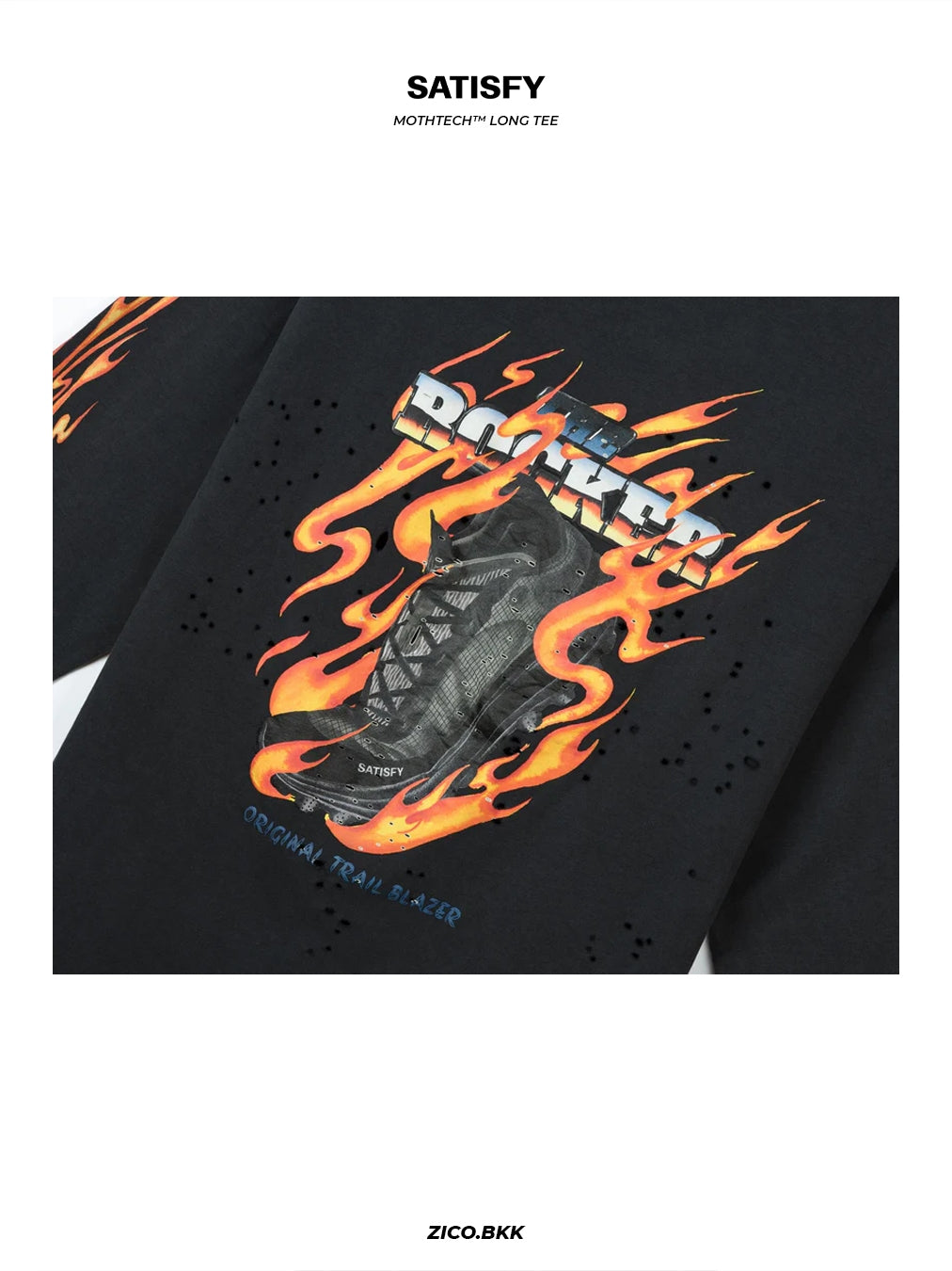 Satisfy MothTech™ Long Tee (The Rocker) Aged Black size L - ZICO.BKK