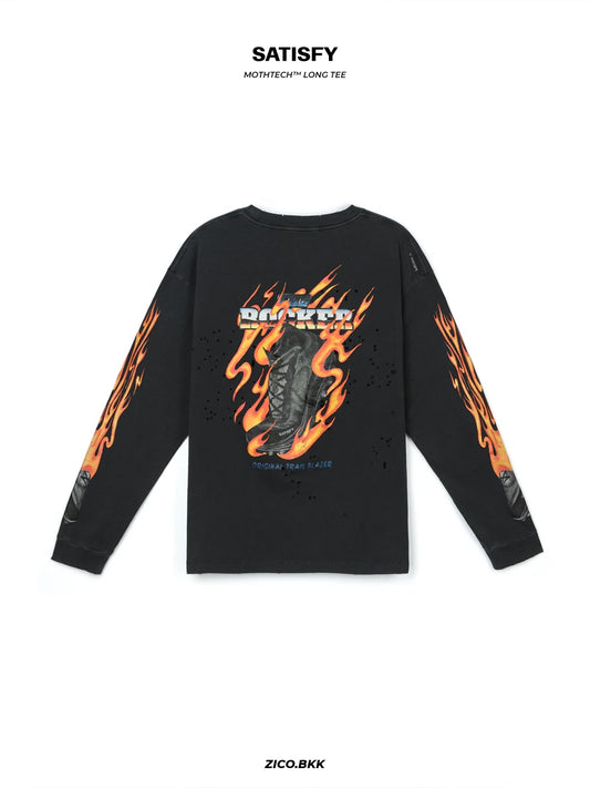 Satisfy MothTech™ Long Tee (The Rocker) Aged Black size S - ZICO.BKK