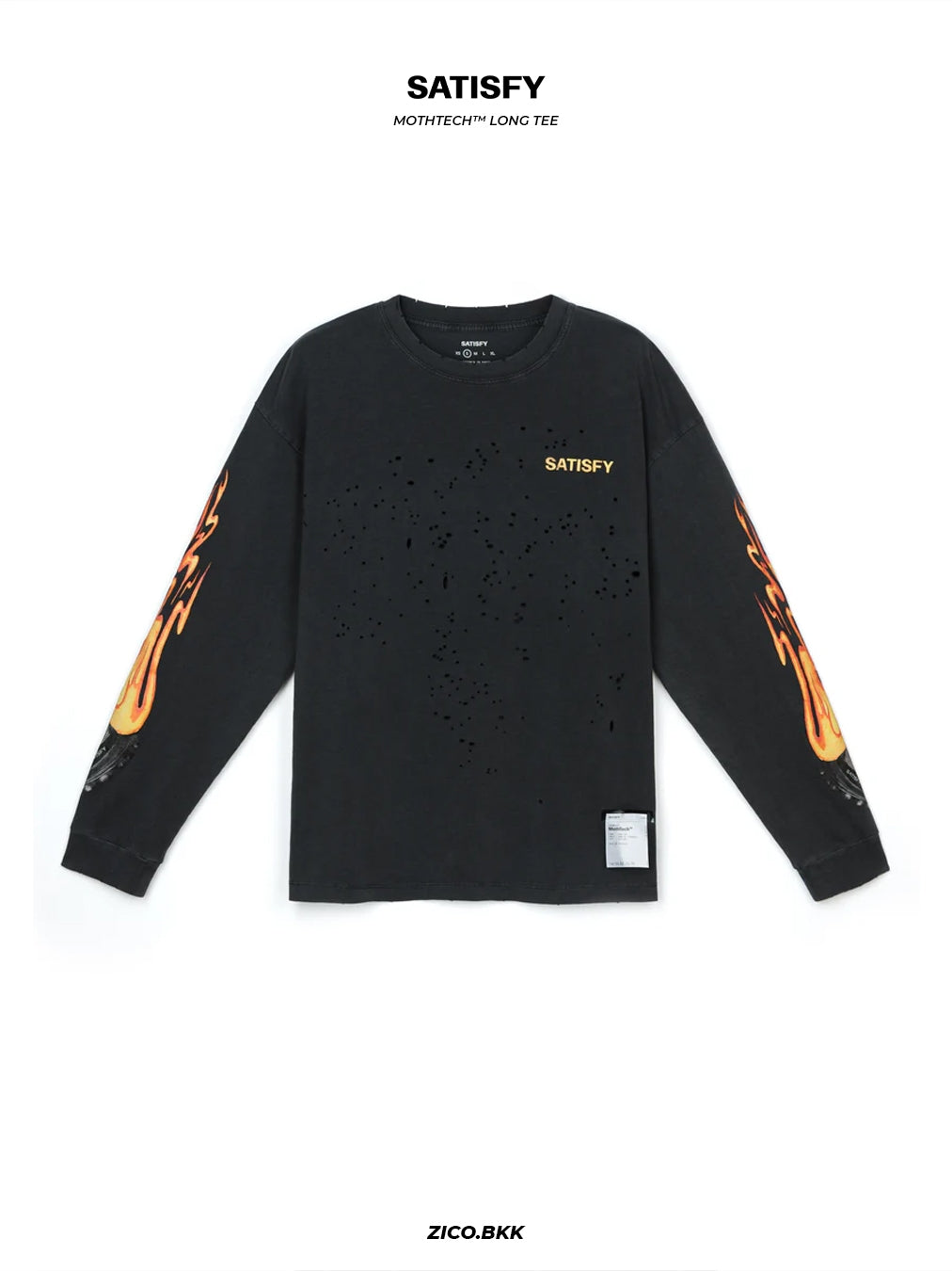 Satisfy MothTech™ Long Tee (The Rocker) Aged Black size M - ZICO.BKK