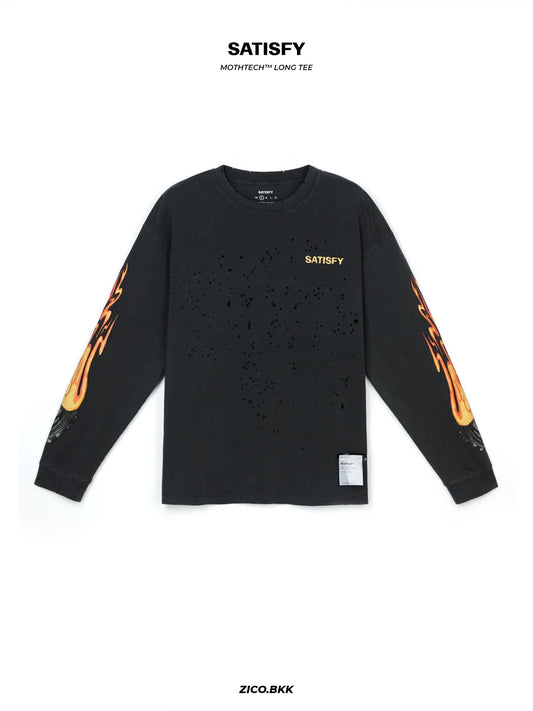 Satisfy MothTech™ Long Tee (The Rocker) Aged Black size M - ZICO.BKK