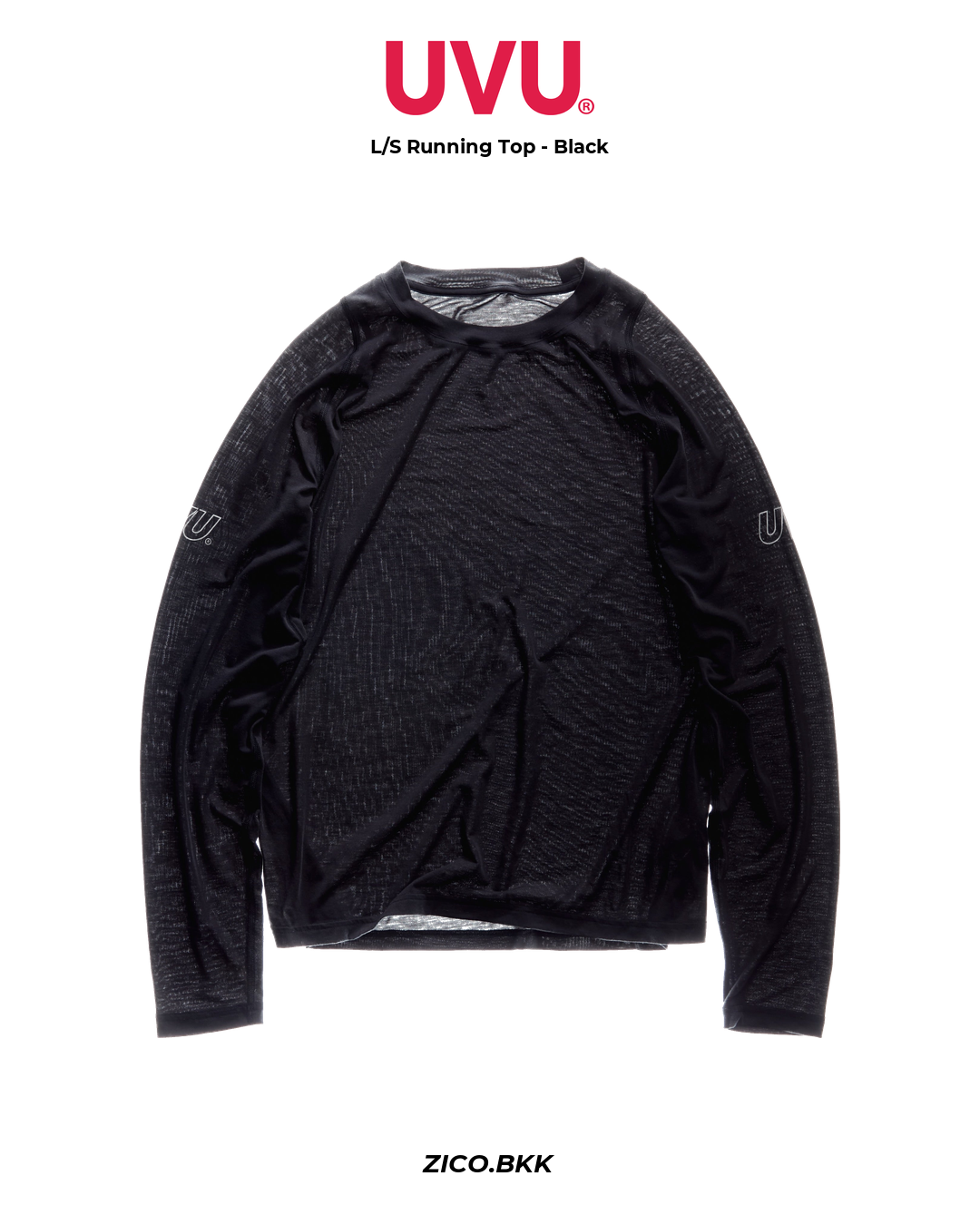 UVU L/S Running Top Black front white background - ZICO.BKK
