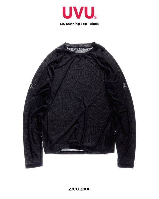 UVU L/S Running Top Black front white background - ZICO.BKK