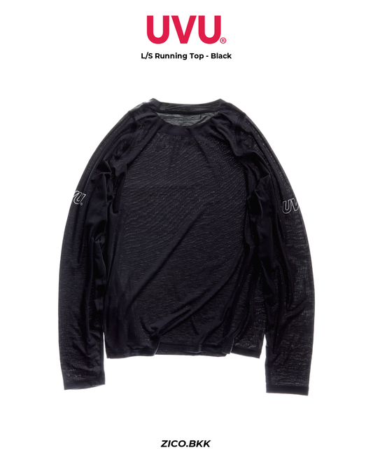 UVU L/S Running Top Black back white background - ZICO.BKK