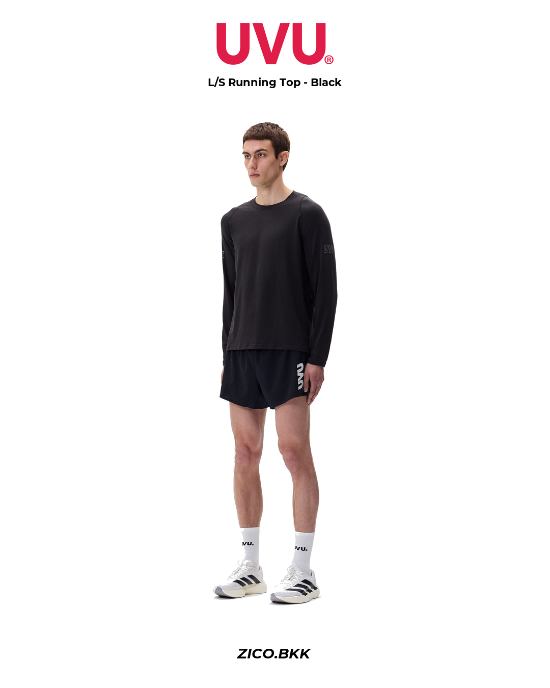 UVU L/S Running Top Black model white background - ZICO.BKK