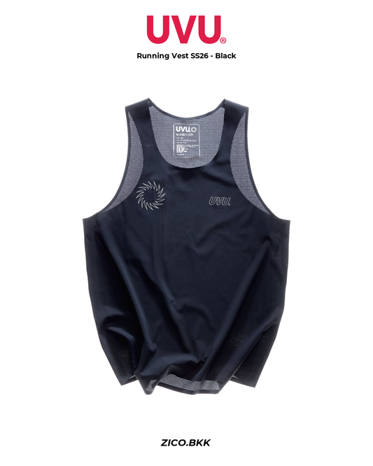 UVU Running Vest SS26 Black front white background - ZICO.BKK
