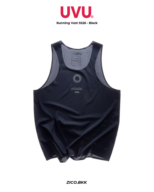 UVU Running Vest SS26 Black back white background - ZICO.BKK