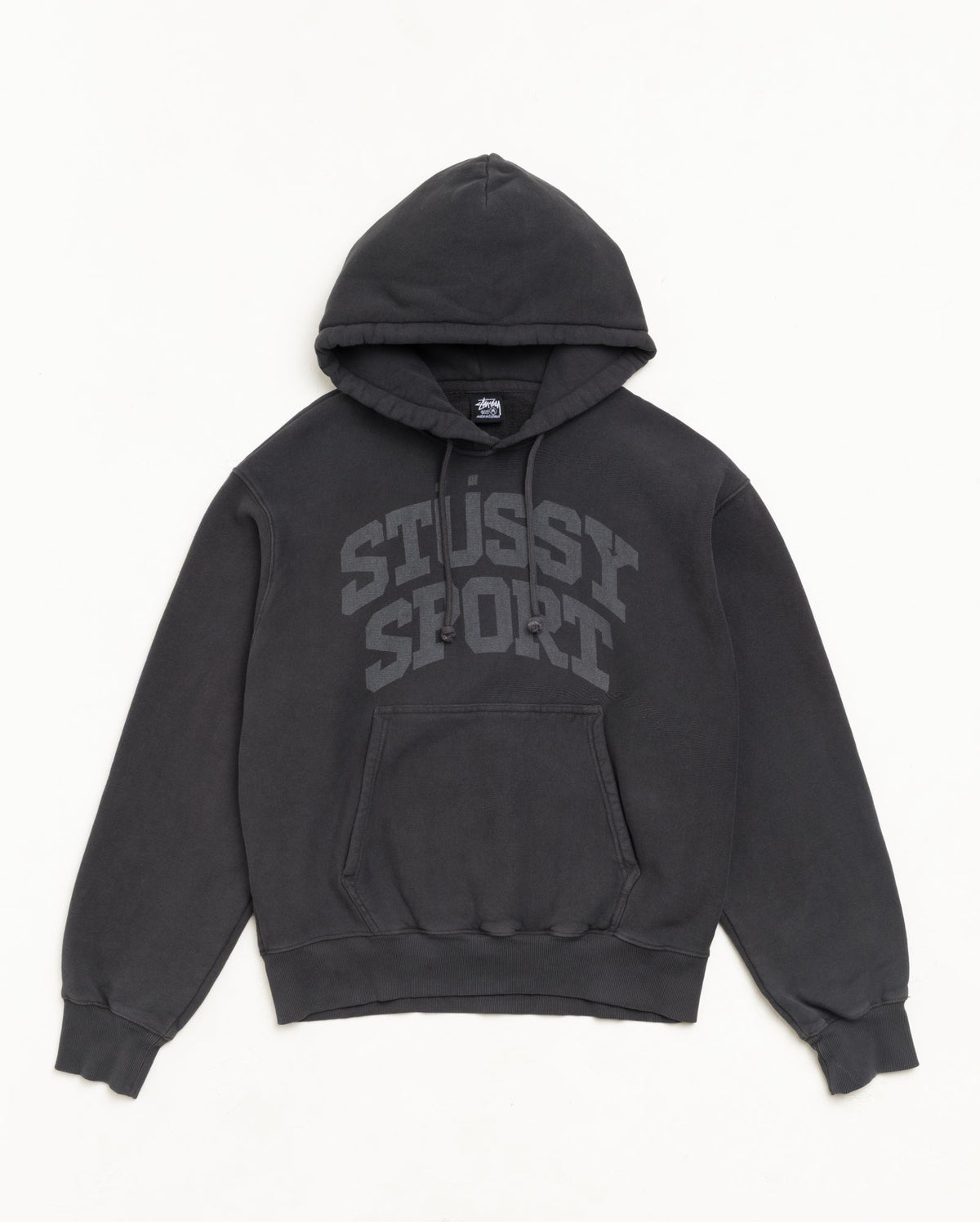 Stussy Block Sport Hoodie Garment Dyed - Faded Black front